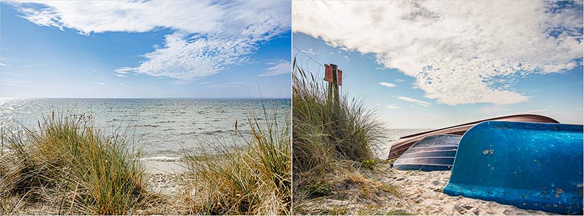 Strandbild in Hel mit Schiff