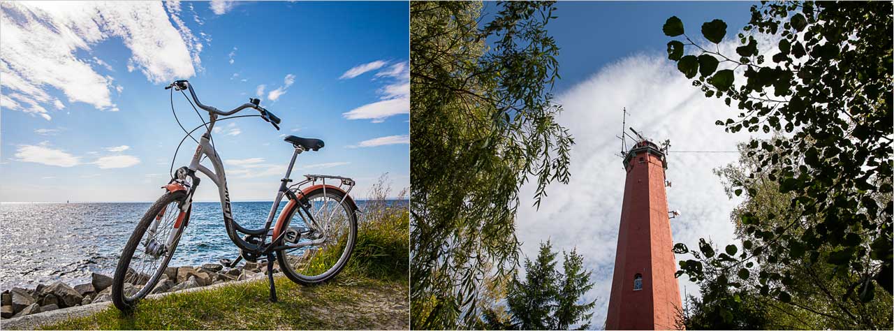 Leuchtturm und Fahrrad auf der Insel Hel